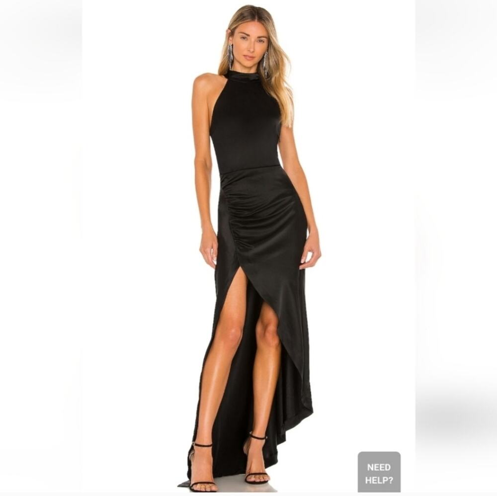 Retrofete Sab Dress Black Maxi Halter Satin Size Small NWT Sleeveless
